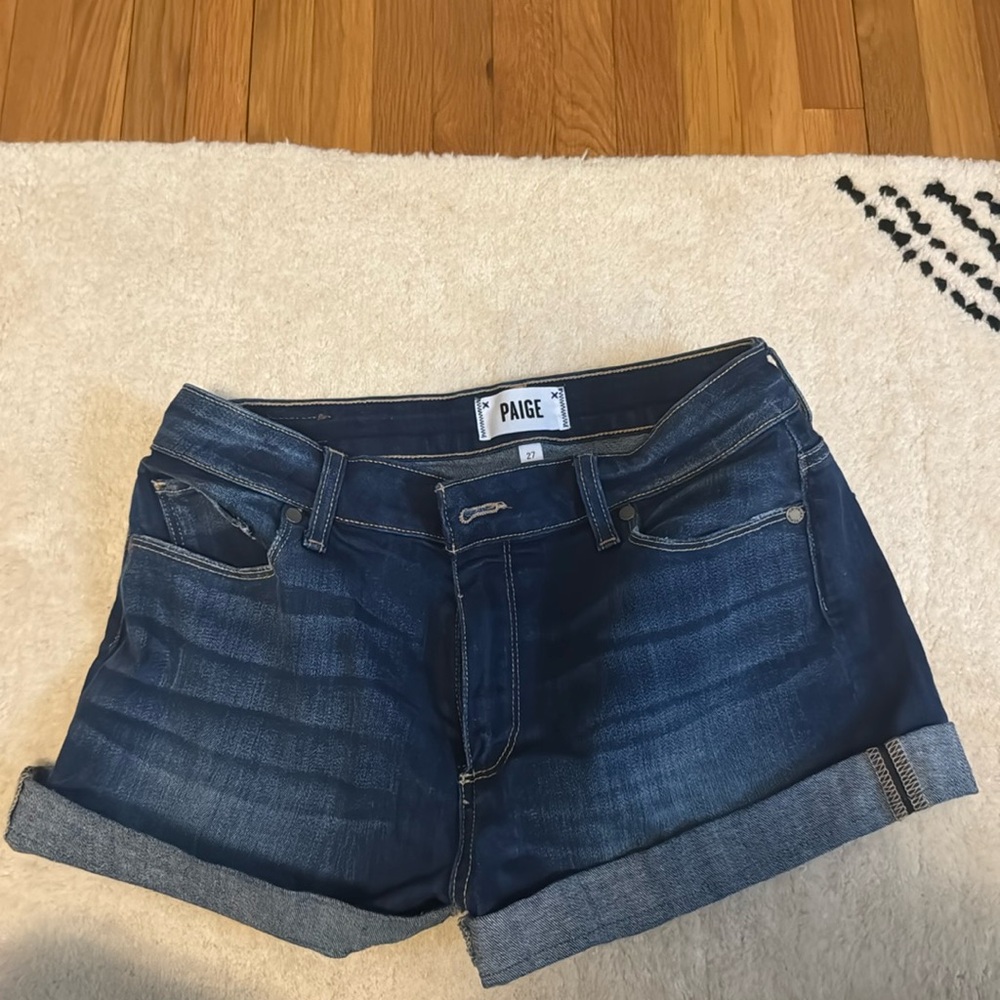 Paige Dark Blue Denim Shorts